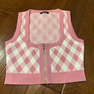 Balmain pink and white cropped top